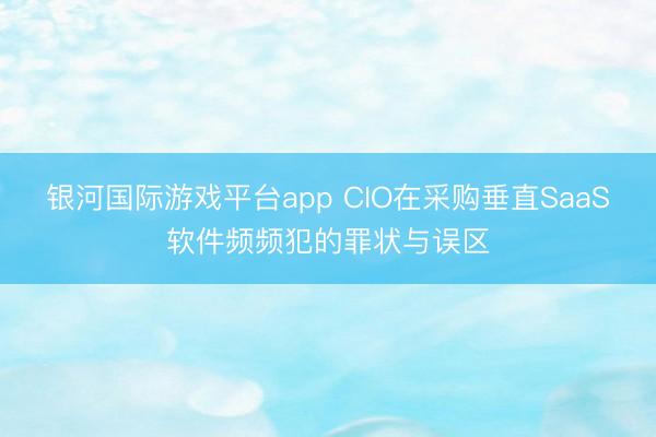 银河国际游戏平台app CIO在采购垂直SaaS软件频频犯的罪状与误区
