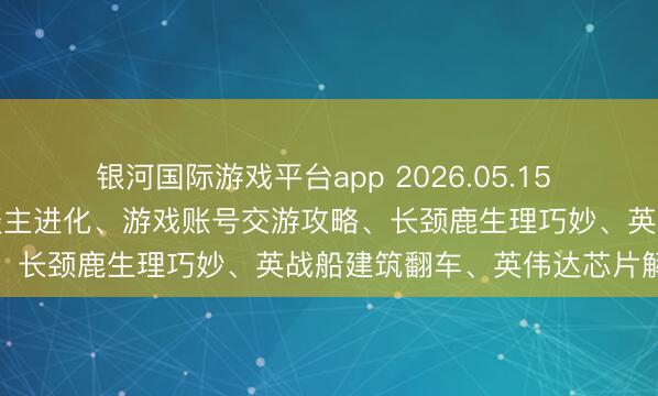 银河国际游戏平台app 2026.05.15 兆亿社丨丰田篮球机器东谈主进化、游戏账号交游攻略、长颈鹿生理巧妙、英战船建筑翻车、英伟达芯片解禁