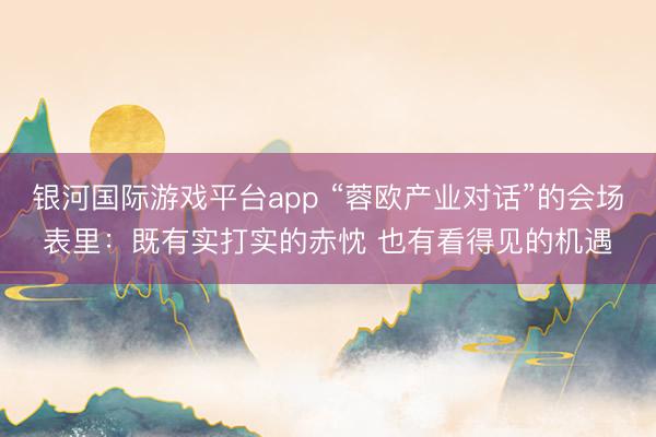 银河国际游戏平台app “蓉欧产业对话”的会场表里：既有实打实的赤忱 也有看得见的机遇