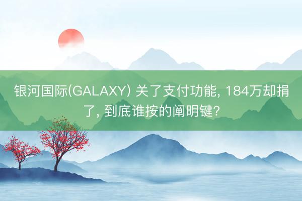 银河国际(GALAXY) 关了支付功能， 184万却捐了， 到底谁按的阐明键?