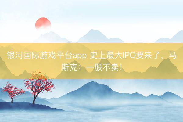 银河国际游戏平台app 史上最大IPO要来了，马斯克：一股不卖！