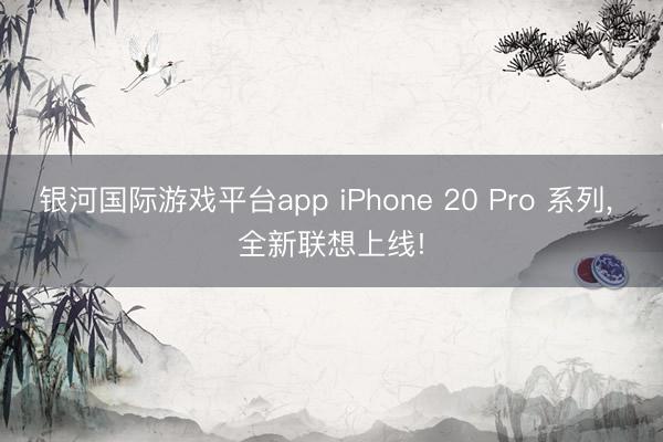 银河国际游戏平台app iPhone 20 Pro 系列， 全新联想上线!