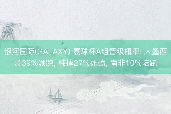 银河国际(GALAXY) 寰球杯A组晋级概率: 人墨西哥39%领跑， 韩捷27%死磕， 南非10%陪跑