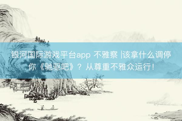 银河国际游戏平台app 不雅察 |该拿什么调停你《驰驱吧》?从尊重不雅众运行!