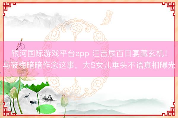 银河国际游戏平台app 汪吉辰百日宴藏玄机！马筱梅暗暗作念这事，大S女儿垂头不语真相曝光