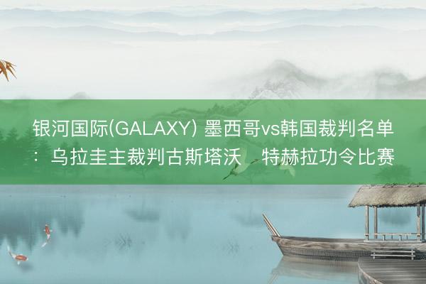 银河国际(GALAXY) 墨西哥vs韩国裁判名单:乌拉圭主裁判古斯塔沃・特赫拉功令比赛